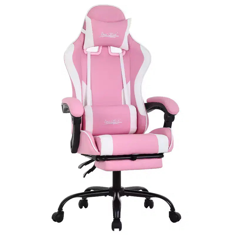 BestMassage Gaming Chair Office Computer Desk Chair Computer Chair with Footrest & Lumbar Support