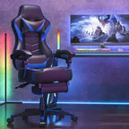 ELECWISH Gaming Chair with Footrest, Lumbar Support, Breathable Computer Chair with Pocket Spring Cushion, Chairs for Adults