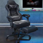 ELECWISH Gaming Chair with Footrest, Lumbar Support, Breathable Computer Chair with Pocket Spring Cushion, Chairs for Adults