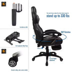 ELECWISH Gaming Chair with Footrest, Lumbar Support, Breathable Computer Chair with Pocket Spring Cushion, Chairs for Adults