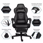 ELECWISH Gaming Chair with Footrest, Lumbar Support, Breathable Computer Chair with Pocket Spring Cushion, Chairs for Adults