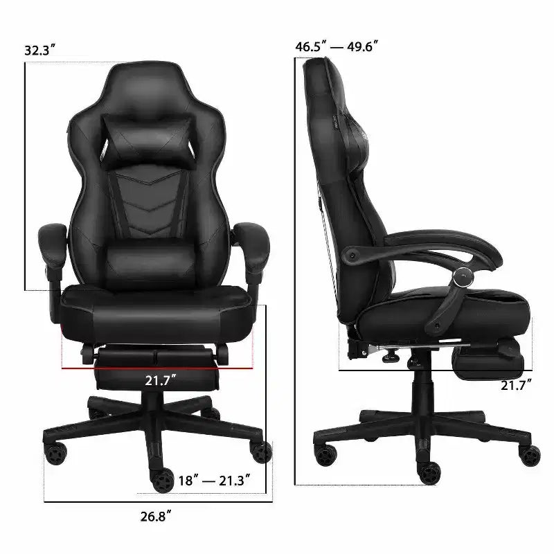 ELECWISH Gaming Chair with Footrest, Lumbar Support, Breathable Computer Chair with Pocket Spring Cushion, Chairs for Adults