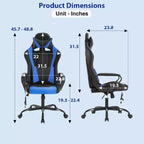 Chaise de jeu FDW Gaming Chaise de bureau massante confortable et élégante avec soutien lombaire réglable, pivotante à 360 degrés et roulettes silencieuses