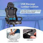 Chaise de jeu FDW Gaming Chaise de bureau massante confortable et élégante avec soutien lombaire réglable, pivotante à 360 degrés et roulettes silencieuses