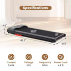 Tapis de marche Costway 2,5 CV sous le bureau avec télécommande et application pour la maison