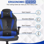 BestMassage Gaming Chair Office Chair Computer Desk Chair with Lumbar Support and Adjustable Headrest and PU Leather Gamer Chair for Adults