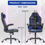 BestMassage Gaming Chair Office Chair Computer Desk Chair with Lumbar Support and Adjustable Headrest and PU Leather Gamer Chair for Adults