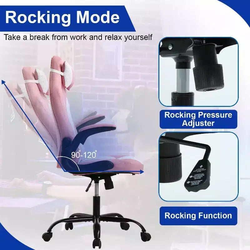BestMassage Gaming Chair Office Chair Computer Desk Chair with Lumbar Support and Adjustable Headrest and PU Leather Gamer Chair for Adults