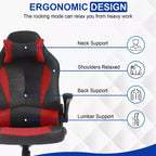 BestMassage Gaming Chair Office Chair Computer Desk Chair with Lumbar Support and Adjustable Headrest and PU Leather Gamer Chair for Adults