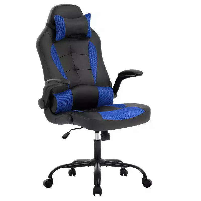 BestMassage Gaming Chair Office Chair Computer Desk Chair with Lumbar Support and Adjustable Headrest and PU Leather Gamer Chair for Adults