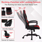 BestMassage Gaming Chair Office Chair with Lumbar Support Adjustable Height PU Leather Executive Chair for Women Men Adults