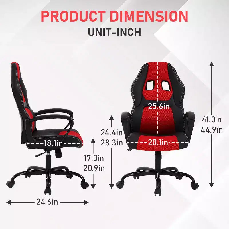 BestMassage Gaming Chair Office Chair with Lumbar Support Adjustable Height PU Leather Executive Chair for Women Men Adults