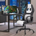 BestMassage Gaming Chair Office Chair with Lumbar Support Adjustable Height PU Leather Executive Chair for Women Men Adults