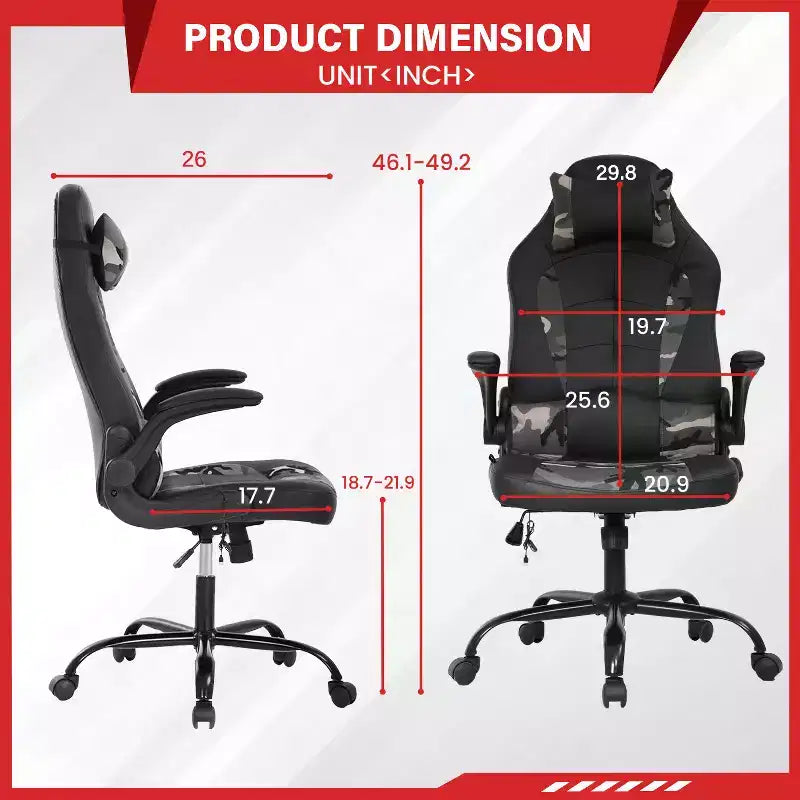 Chaise de jeu FDW Chaise de bureau avec support lombaire Chaises de jeu vidéo en cuir PU pour adultes