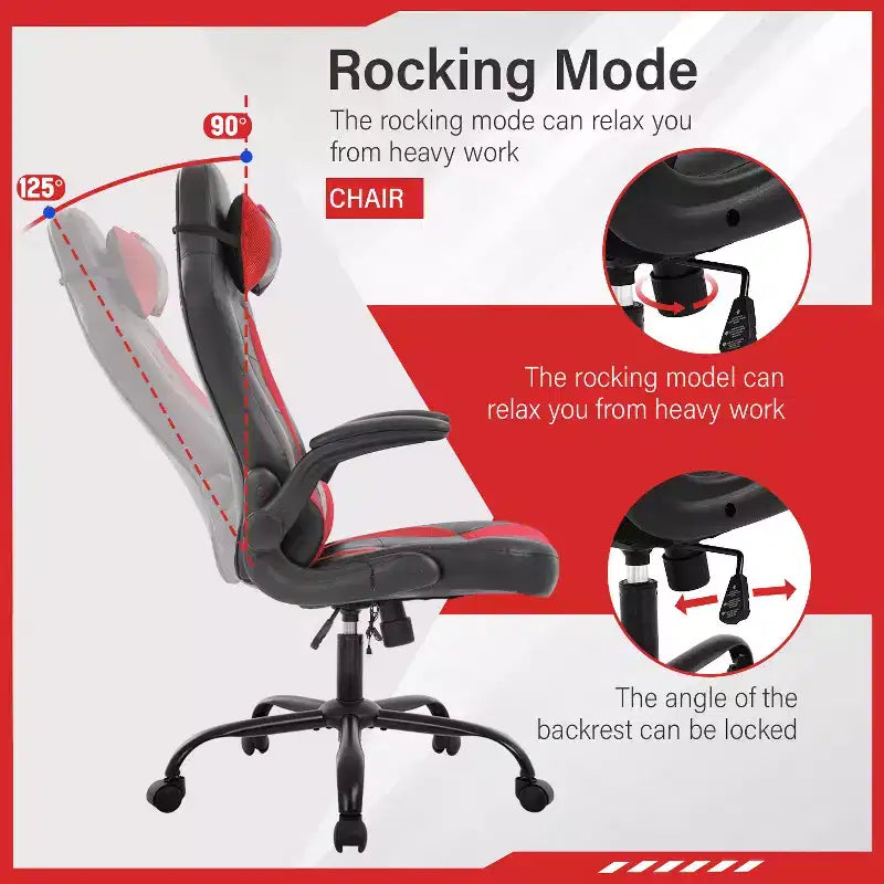 Chaise de jeu FDW Chaise de bureau avec support lombaire Chaises de jeu vidéo en cuir PU pour adultes