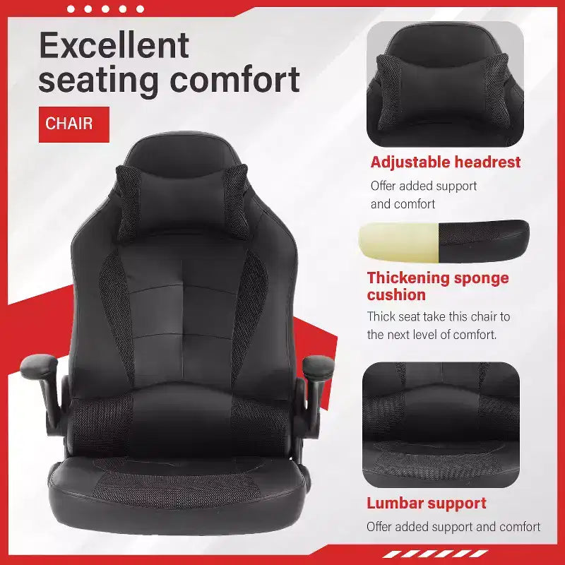 Chaise de jeu FDW Chaise de bureau avec support lombaire Chaises de jeu vidéo en cuir PU pour adultes