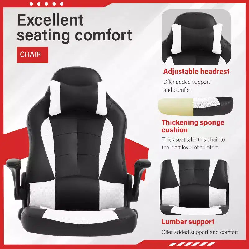 Chaise de jeu FDW Chaise de bureau avec support lombaire Chaises de jeu vidéo en cuir PU pour adultes