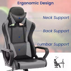 Chaise de bureau BestMassage Gaming Chair à dossier haut avec support lombaire, fonction massage et roulettes en cuir PU pour adultes et adolescents