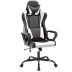 Chaise de bureau BestMassage Gaming Chair à dossier haut avec support lombaire, fonction massage et roulettes en cuir PU pour adultes et adolescents