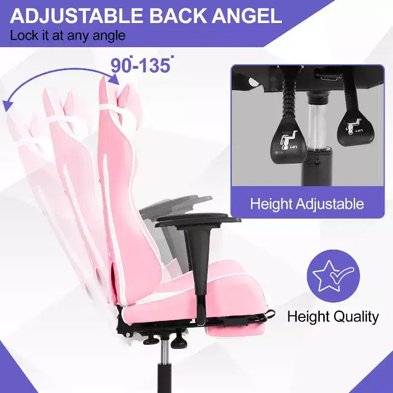 BestMassage Gaming Chair Computer Gamer Chair with Lumbar Support and Footrest Rolling Swivel Design Office Chair for Home Office and Gaming