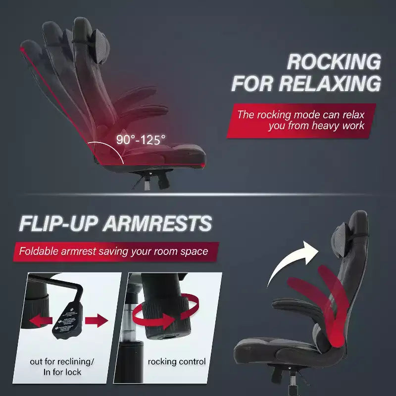 BestMassage Gaming Chair Computer Desk Chair with Lumbar Support Upholstery and Rolling Swivel Chair Base for PC Gaming and Executive Use