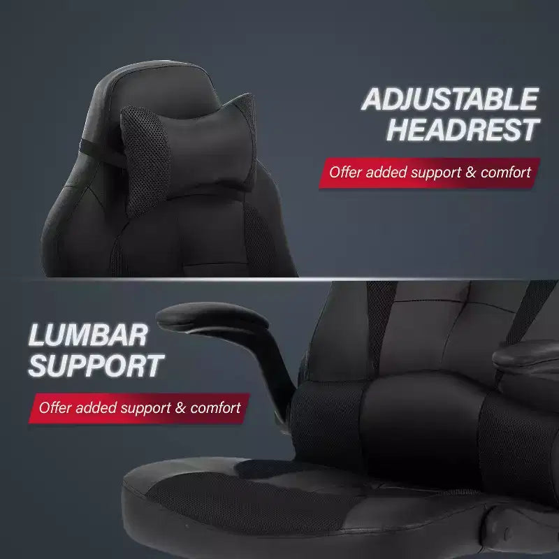 BestMassage Gaming Chair Computer Desk Chair with Lumbar Support Upholstery and Rolling Swivel Chair Base for PC Gaming and Executive Use