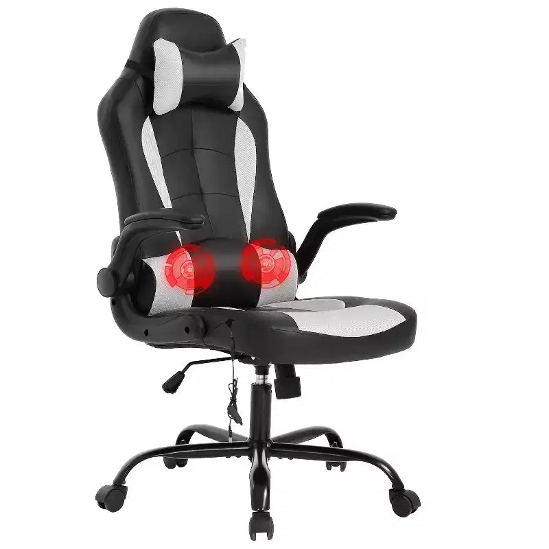 BestMassage Gaming Chair Computer Desk Chair with Lumbar Support Upholstery and Rolling Swivel Chair Base for PC Gaming and Executive Use