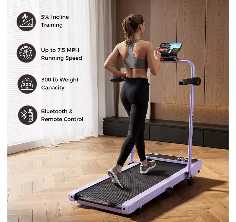 DeerRun A6 Plus Everyday Cardio Treadmill with 5% Incline, Adjustable Speed up to 7.5 MPH, 300 lbs
