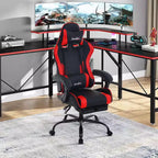 FDW Chaise de jeu Chaise de bureau de course avec repose-pieds Support lombaire Appui-tête Accoudoir Chaise de gamer PC réglable à roulettes pivotante