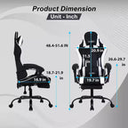 FDW Chaise de jeu Chaise de bureau de course avec repose-pieds Support lombaire Appui-tête Accoudoir Chaise de gamer PC réglable à roulettes pivotante