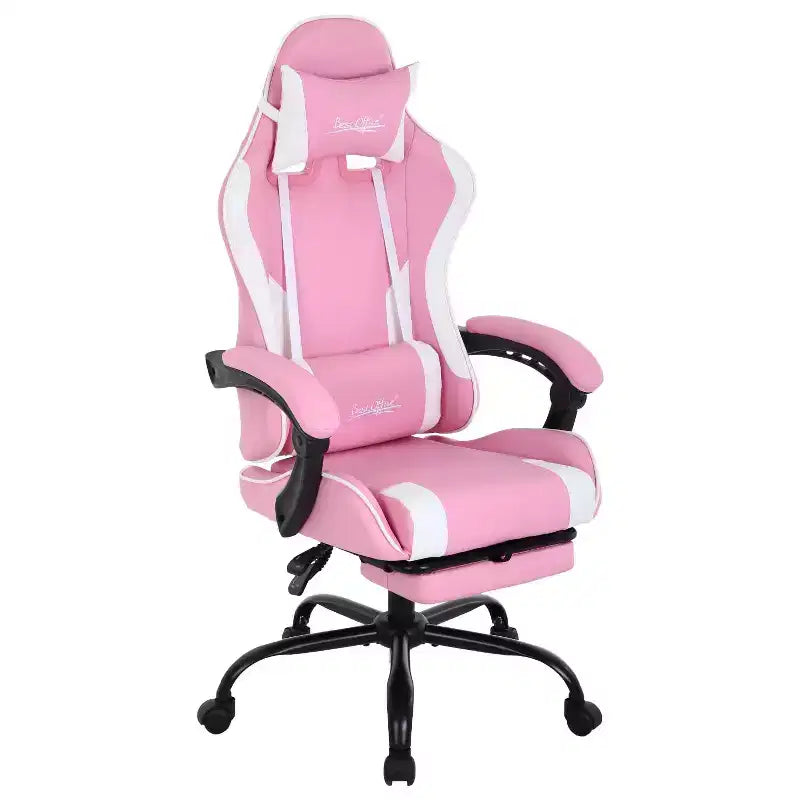 FDW Chaise de jeu Chaise de bureau de course avec repose-pieds Support lombaire Appui-tête Accoudoir Chaise de gamer PC réglable à roulettes pivotante
