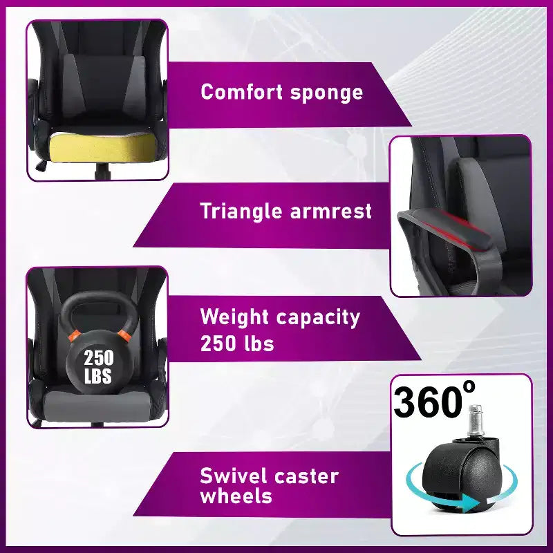 BestMassage Gaming Desk Chair Office Chair Computer Chair with Armrests 360 Swivel Lumbar Support Executive Task Chair for Adults