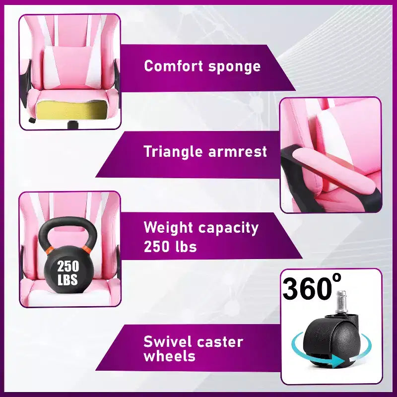 BestMassage Gaming Desk Chair Office Chair Computer Chair with Armrests 360 Swivel Lumbar Support Executive Task Chair for Adults