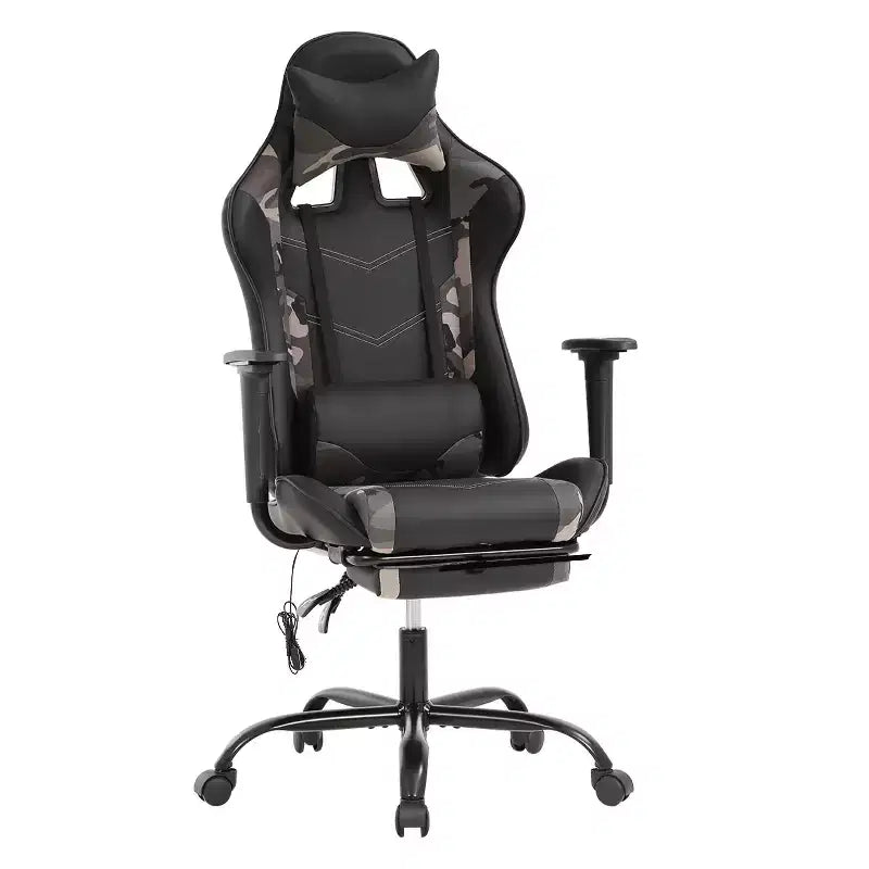 BestMassage Racing Gaming Chair Office Massage Chair with Massage Function Lumbar Support PU Leather for Adult