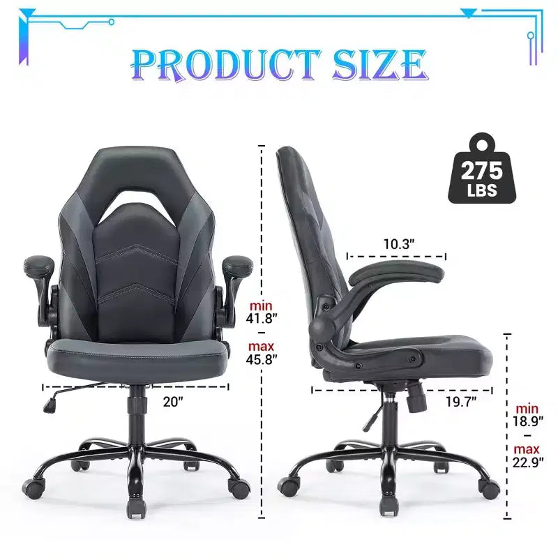 Chaise de jeu ultime JIONJOY : ergonomique, en cuir PU, chaise de bureau de direction avec accoudoirs relevables