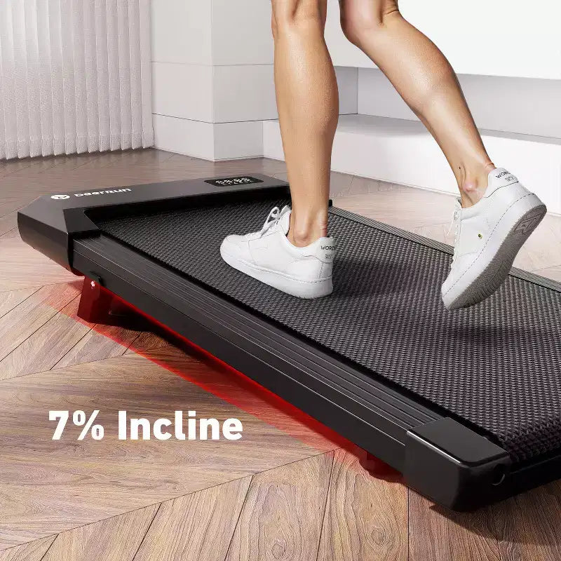 DeerRun Q2 Urban Desk Treadmill Walking Pad with 7% Incline|Compact Under Desk Treadmill