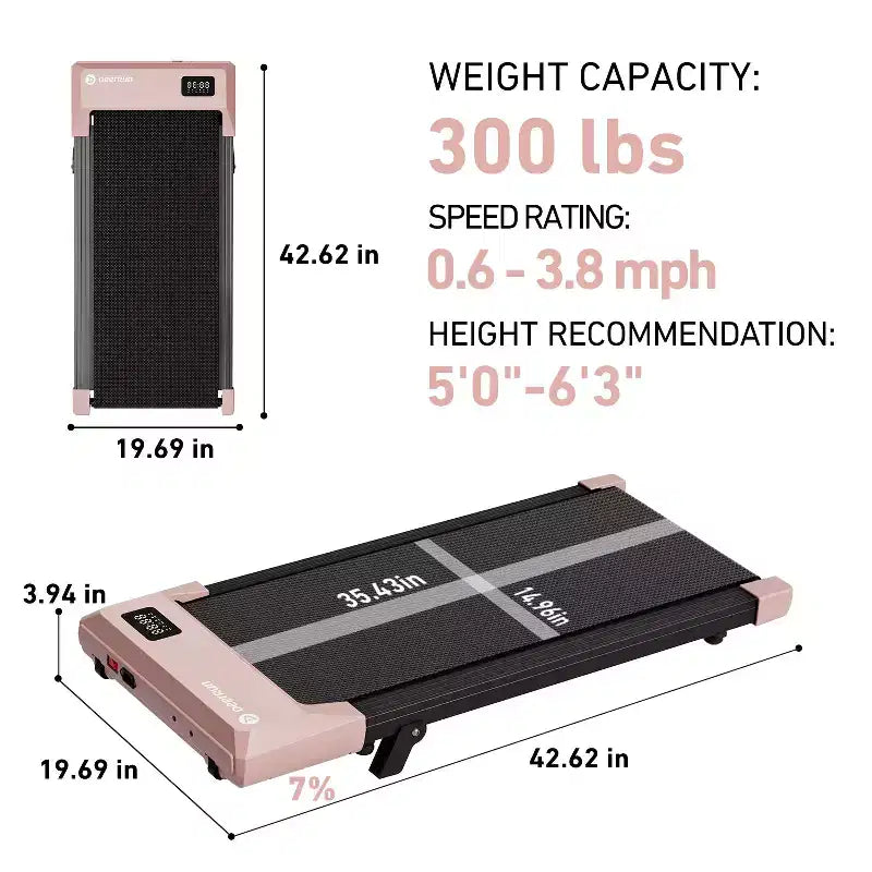 DeerRun Q2 Urban Desk Treadmill Walking Pad with 7% Incline|Compact Under Desk Treadmill