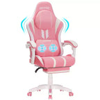 Hoffree Extra Large Massage Gaming Chair Ergonomic Office PC Chair with Footrest & Adjustable