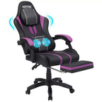 Hoffree Extra Large Massage Gaming Chair Ergonomic Office PC Chair with Footrest & Adjustable