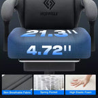 Hoffree Breathable Fabric Massage Gaming Chair Ergonomic Office PC Chair with Footrest & Adjustable