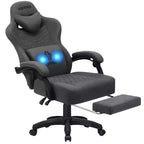 Hoffree Breathable Fabric Massage Gaming Chair Ergonomic Office PC Chair with Footrest & Adjustable