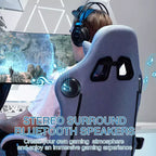 Hoffree Breathable Fabric Massage Gaming Chair Ergonomic Office PC Chair with Bluetooth Speaker & Footrest