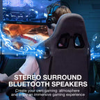 Hoffree Breathable Fabric Massage Gaming Chair Ergonomic Office PC Chair with Bluetooth Speaker & Footrest