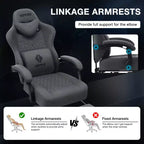 Hoffree Breathable Fabric Massage Gaming Chair Ergonomic Office PC Chair with Bluetooth Speaker & Footrest