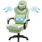 Hoffree Breathable Fabric Massage Gaming Chair Ergonomic Office PC Chair with Bluetooth Speaker & Footrest