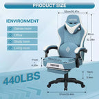 Fauteuil de bureau gaming en cuir Hoffree avec massage, ergonomique, et haut-parleur Bluetooth et repose-pieds