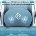 Fauteuil de bureau gaming en cuir Hoffree avec massage, ergonomique, et haut-parleur Bluetooth et repose-pieds