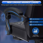 Fauteuil de bureau gaming en cuir Hoffree avec massage, ergonomique, et haut-parleur Bluetooth et repose-pieds