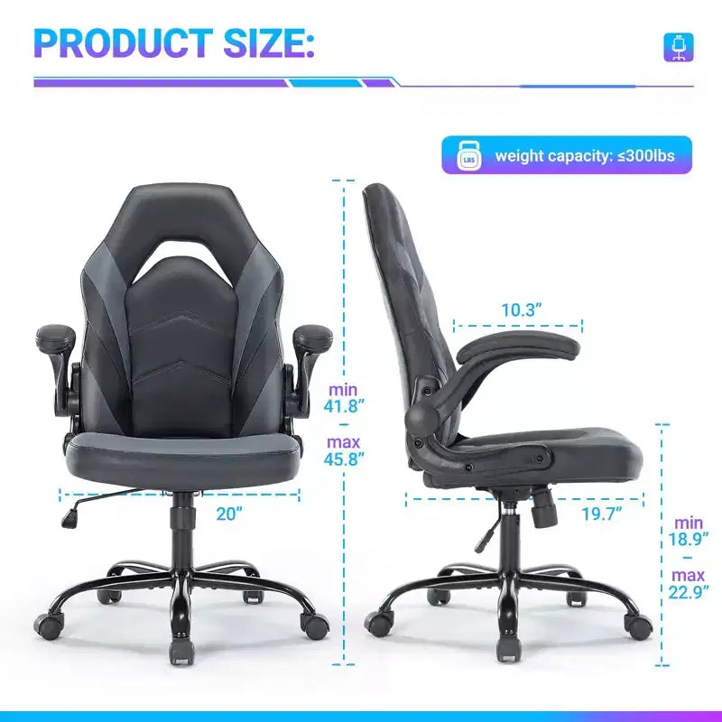 Fauteuil de bureau ergonomique pivotant en similicuir avec support lombaire, chaise de jeu informatique