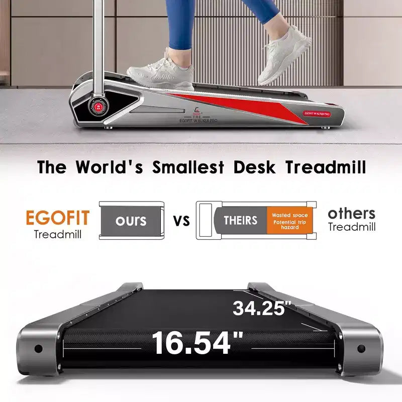 EGOFIT Walker Plus M1T - Gris Froid, Tapis roulant pliable 2-en-1, Marche et Jogging